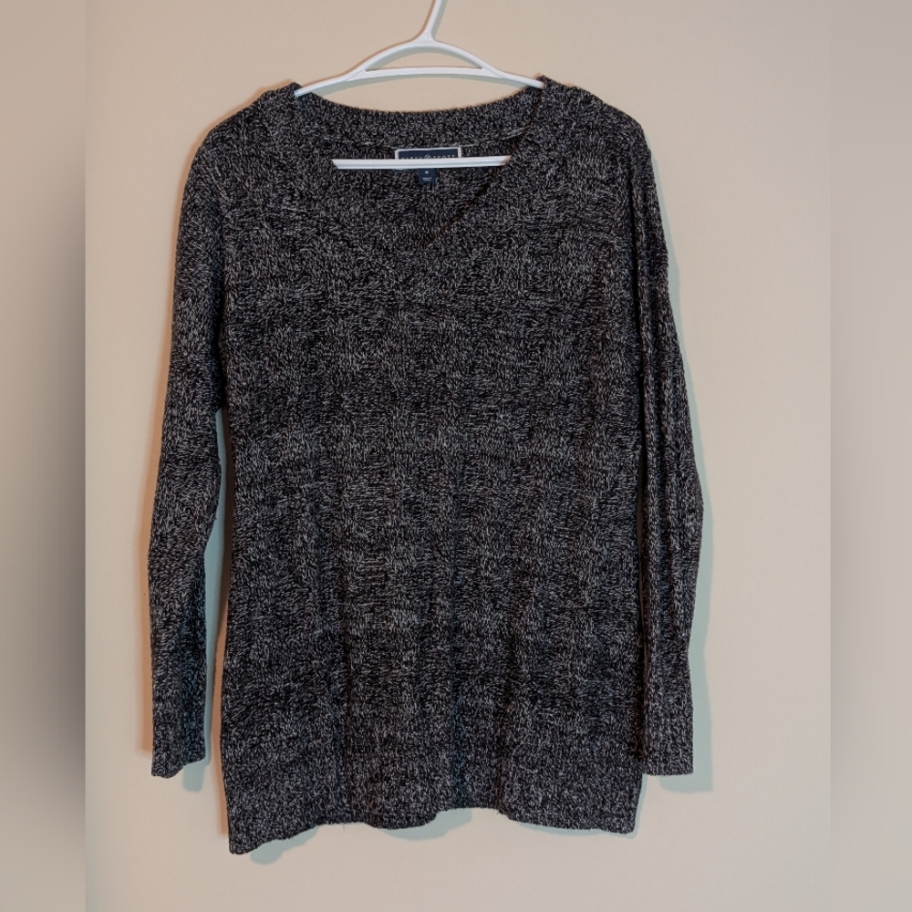 Karen Scott Charcoal V-Neck Sweater, Size Medium